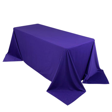 Premium Scuba Rectangular 90"x132" Tablecloth Purple - Wrinkle Free, Stain Resistant & Seamless Table Cover