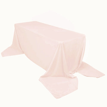 Premium Scuba Rectangular 90"x156" Tablecloth Blush - Wrinkle Free, Stain Resistant & Seamless Table Cover