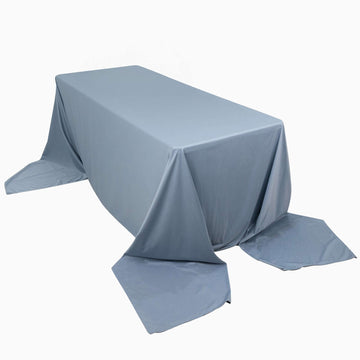 Premium Scuba Rectangular 90"x156" Tablecloth Dusty Blue - Wrinkle Free, Stain Resistant & Seamless Table Cover