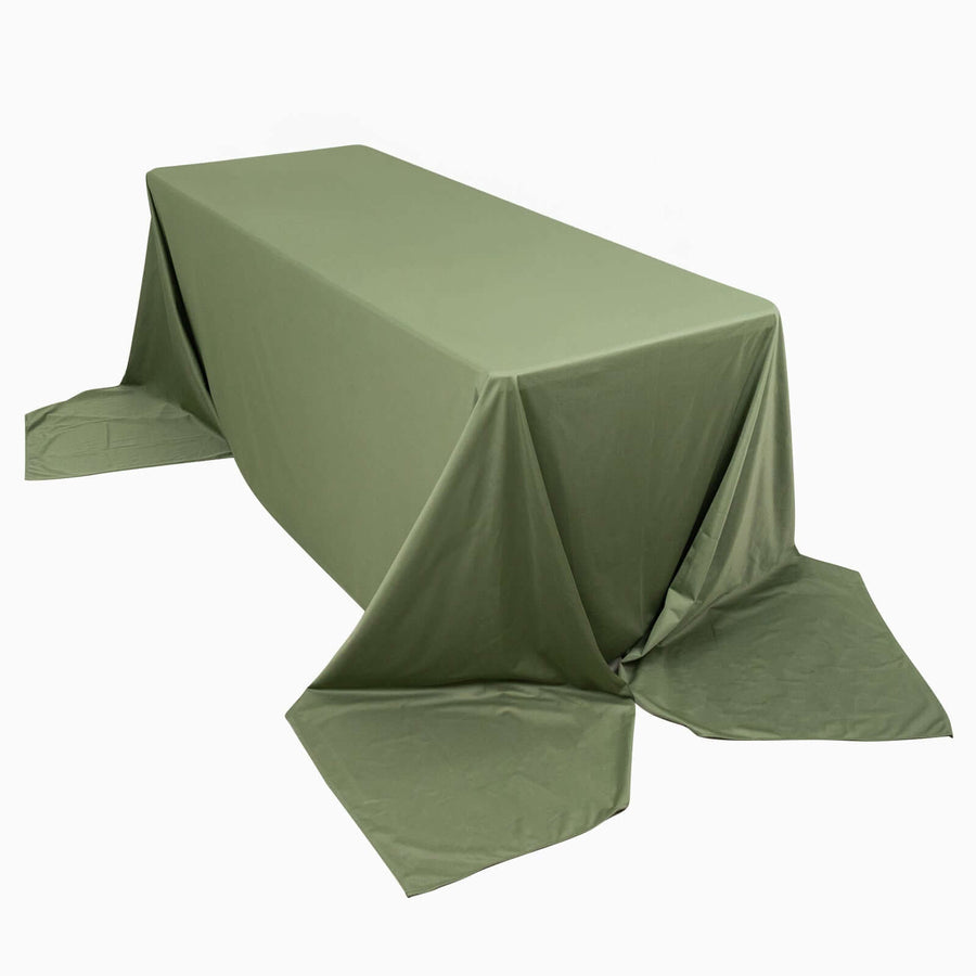 90x156inch Dusty Sage Green Premium Scuba Wrinkle Free Rectangular Tablecloth, Seamless Scuba