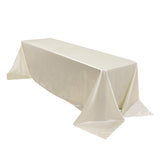 90"x156" Shimmer Pearl White Scuba Rectangle Tablecloth, Wrinkle Free Seamless Premium