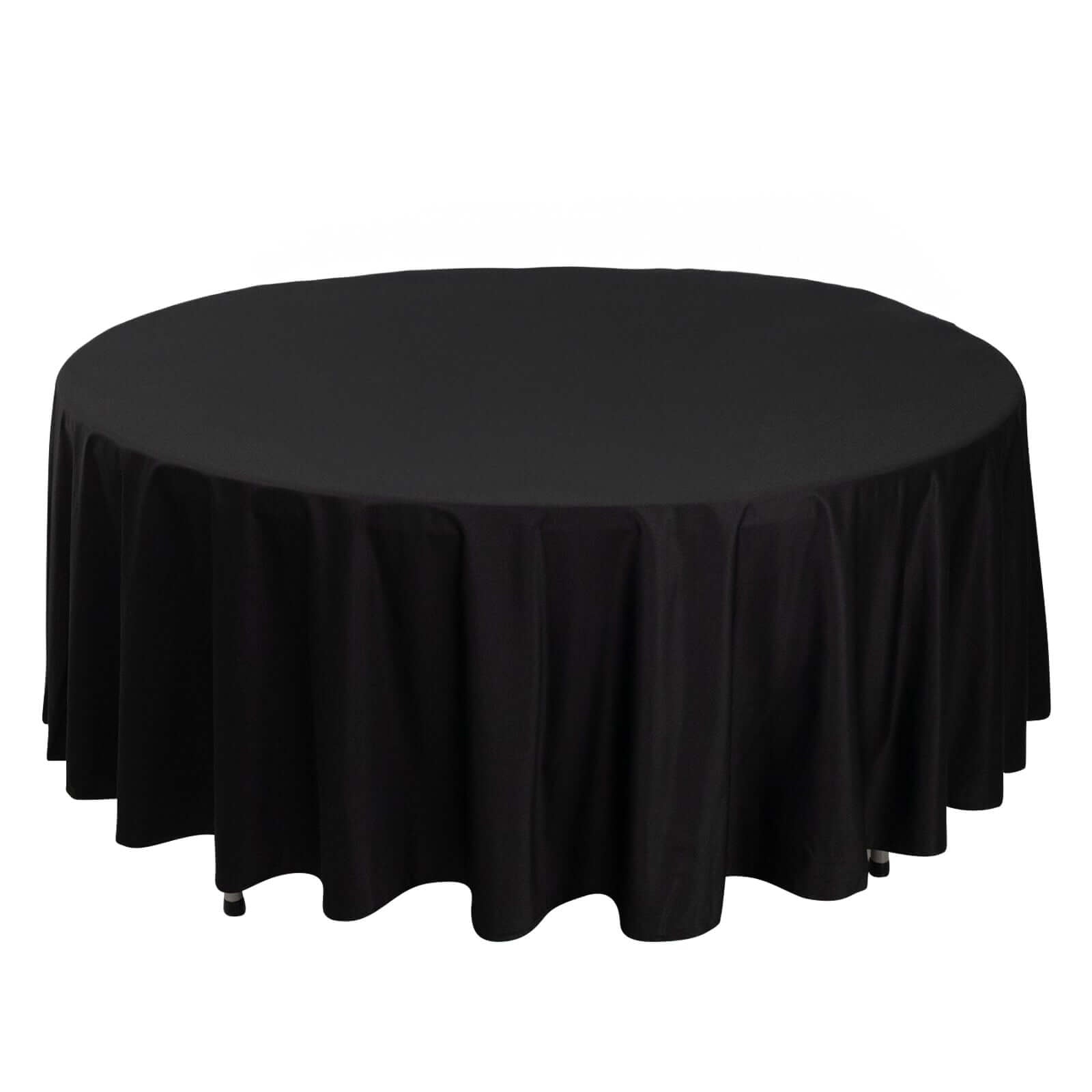 Premium Scuba Round 108" Tablecloth Black - Wrinkle Free & Stain Resistant Table Cover for Exquisite Events