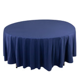 108" Navy Blue Premium Scuba Round Tablecloth, Wrinkle Free Polyester Tablecloth