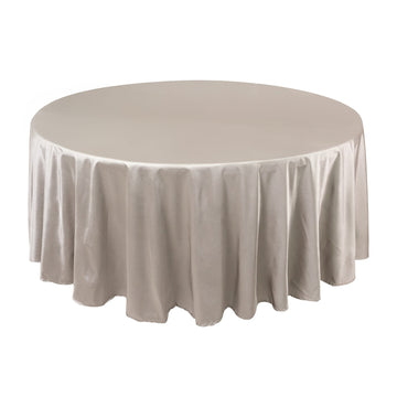 Premium Scuba Round 108" Tablecloth Shimmering Silver - Wrinkle Free & Stain Resistant Table Cover