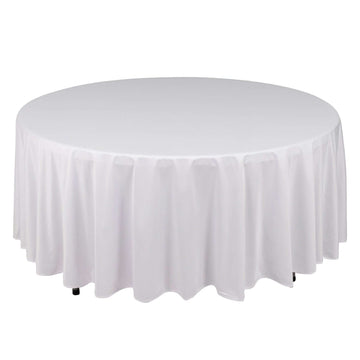 Premium Scuba Round 108" Tablecloth White - Wrinkle Free & Stain Resistant Table Cover for Exquisite Events