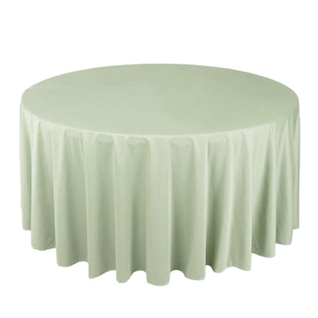 Premium Scuba Round 120" Tablecloth Sage Green - Wrinkle Free & Stain Resistant Seamless Table Cover