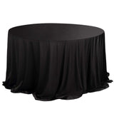 132inch Black Premium Scuba Round Tablecloth, Wrinkle Free Polyester Seamless Tablecloth