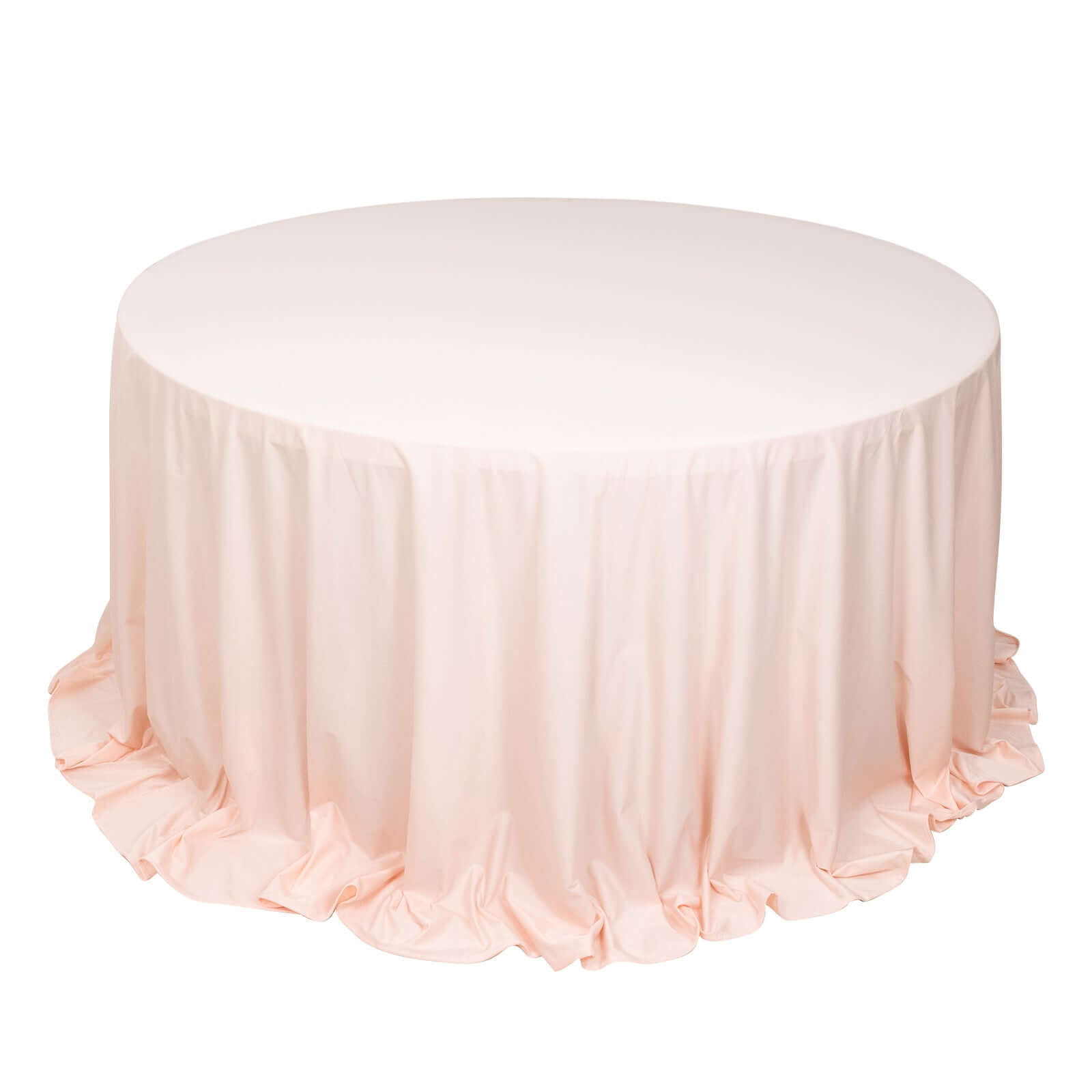 Premium Scuba Round 132" Tablecloth Blush - Wrinkle Free & Stain Resistant Seamless Table Cover