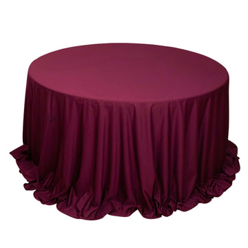 Premium Scuba Round 132" Tablecloth Burgundy - Wrinkle Free & Stain Resistant Seamless Table Cover