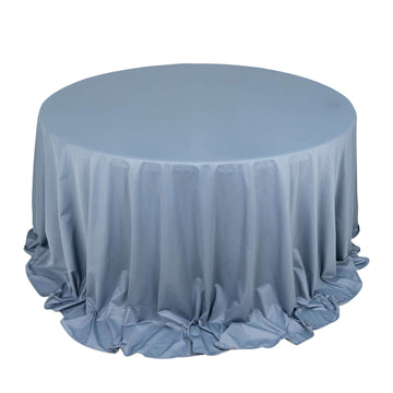 Premium Scuba Round 132" Tablecloth Dusty Blue - Wrinkle Free & Stain Resistant Seamless Table Cover