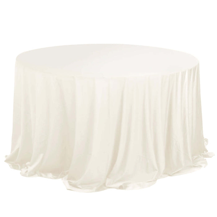 132inch Ivory Premium Scuba Round Tablecloth, Wrinkle Free Polyester Seamless Tablecloth