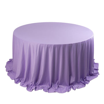 Premium Scuba Round 132" Tablecloth Lavender Lilac - Wrinkle Free & Stain Resistant Seamless Table Cover