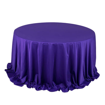 Premium Scuba Round 132" Tablecloth Purple - Wrinkle Free & Stain Resistant Seamless Table Cover