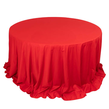 Premium Scuba Round 132" Tablecloth Red - Wrinkle Free & Stain Resistant Seamless Table Cover