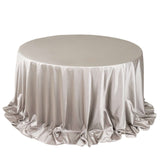 132inch Shimmer Silver Premium Scuba Round Tablecloth, Seamless Polyester Tablecloth