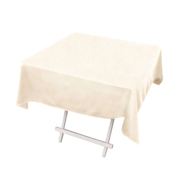 Premium Scuba Square 54"x54" Tablecloth Beige - Wrinkle Free & Stain Resistant Table Cover