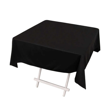 Premium Scuba Square 54"x54" Tablecloth Black - Wrinkle Free & Stain Resistant Table Cover