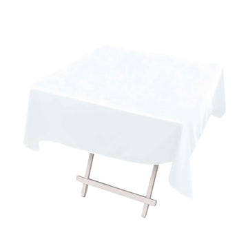 Premium Scuba Square 54"x54" Tablecloth White - Wrinkle Free & Stain Resistant Table Cover for Weddings & Events