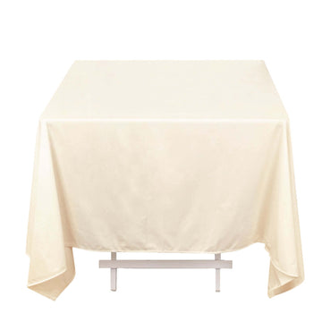 Premium Scuba Square 70"x70" Tablecloth Beige - Wrinkle Free & Stain Resistant Table Cover