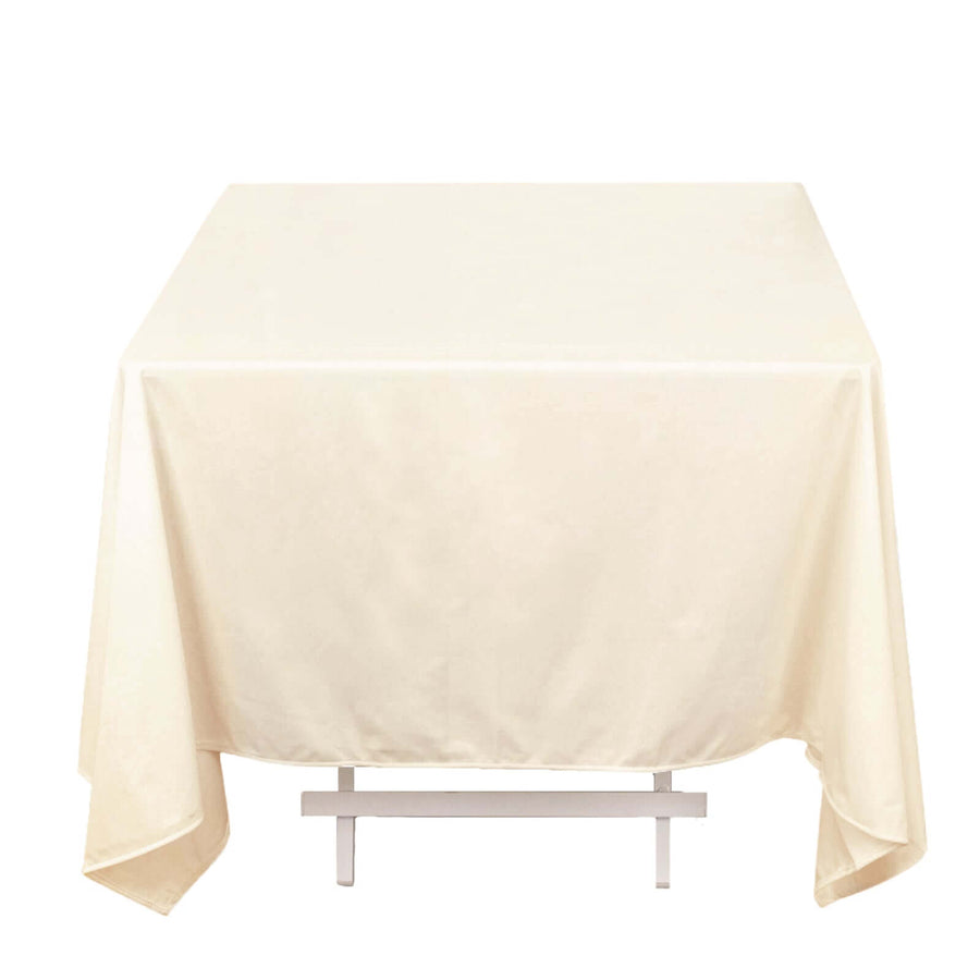 70" Beige Premium Scuba Wrinkle Free Square Tablecloth, Scuba Polyester Tablecloth