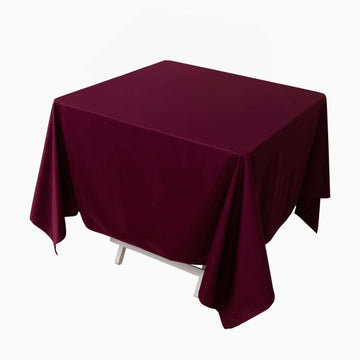 Premium Scuba Square 70"x70" Tablecloth Burgundy - Wrinkle Free & Stain Resistant Table Cover