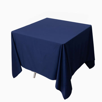 Premium Scuba Square 70"x70" Tablecloth Navy Blue - Wrinkle Free & Stain Resistant Table Cover