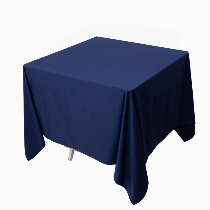 70" Navy Blue Premium Scuba Wrinkle Free Square Tablecloth, Scuba Polyester Tablecloth