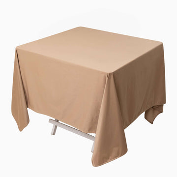 Premium Scuba Square 70"x70" Tablecloth Nude - Wrinkle Free & Stain Resistant Table Cover