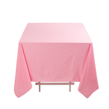 Premium Scuba Square 70"x70" Tablecloth Pink - Wrinkle Free & Stain Resistant Table Cover