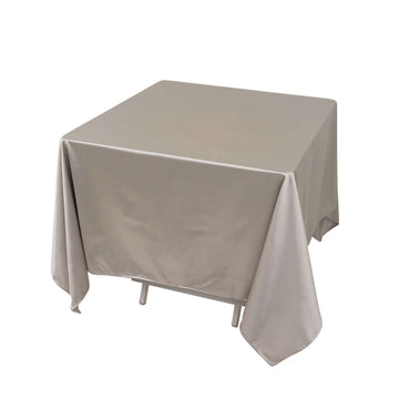 Premium Scuba Square 70"x70" Tablecloth Shimmer Silver - Wrinkle Free & Stain Resistant Table Cover