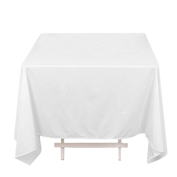 Premium Scuba Square 70"x70" Tablecloth White - Wrinkle Free & Stain Resistant Table Cover for Weddings and Banquets