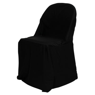 Premium Scuba Stretch Folding Chair Cover Black - Wrinkle Free & Durable Slipcover