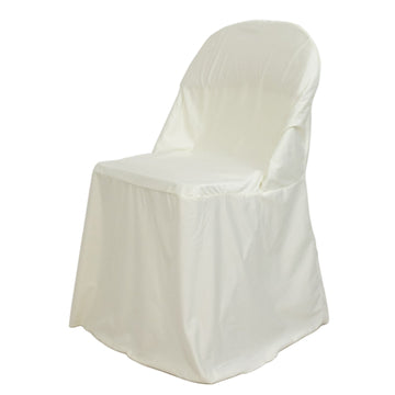 Premium Scuba Stretch Folding Chair Cover Ivory - Wrinkle Free & Durable Slipcover