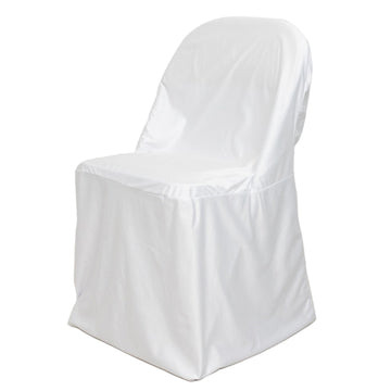 Premium Scuba Stretch Folding Chair Cover White - Wrinkle Free & Durable Slipcover