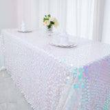 90inch x 156inch Iridescent Blue Big Payette Sequin Rectangle Tablecloth Premium