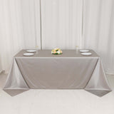 90x132inch Shimmer Silver Premium Scuba Rectangle Tablecloth, Wrinkle Free Seamless Polyester