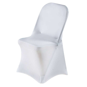 Premium Spandex Chair Cover with Foot Pockets for Folding Chairs White - Stretch Fitted 220GSM Fabric for Weddings & Gatherings