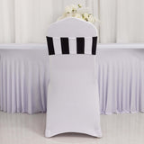 5 Pack | Black/White Stripe Spandex Fit Chair Sashes, Elastic Bands - 5x14Inch