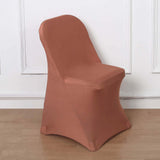 Terracotta (Rust) Spandex Stretch Fitted Folding Slip On Chair Cover - 160 GSM