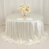 132 Shimmer Pearl White Premium Scuba Round Tablecloth, Wrinkle Free Seamless Polyester