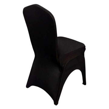 Premium Stretch Spandex Chair Cover for Banquet Chairs Black - Durable Fitted 160GSM Fabric with 3-Way Open Arch & Foot Pockets