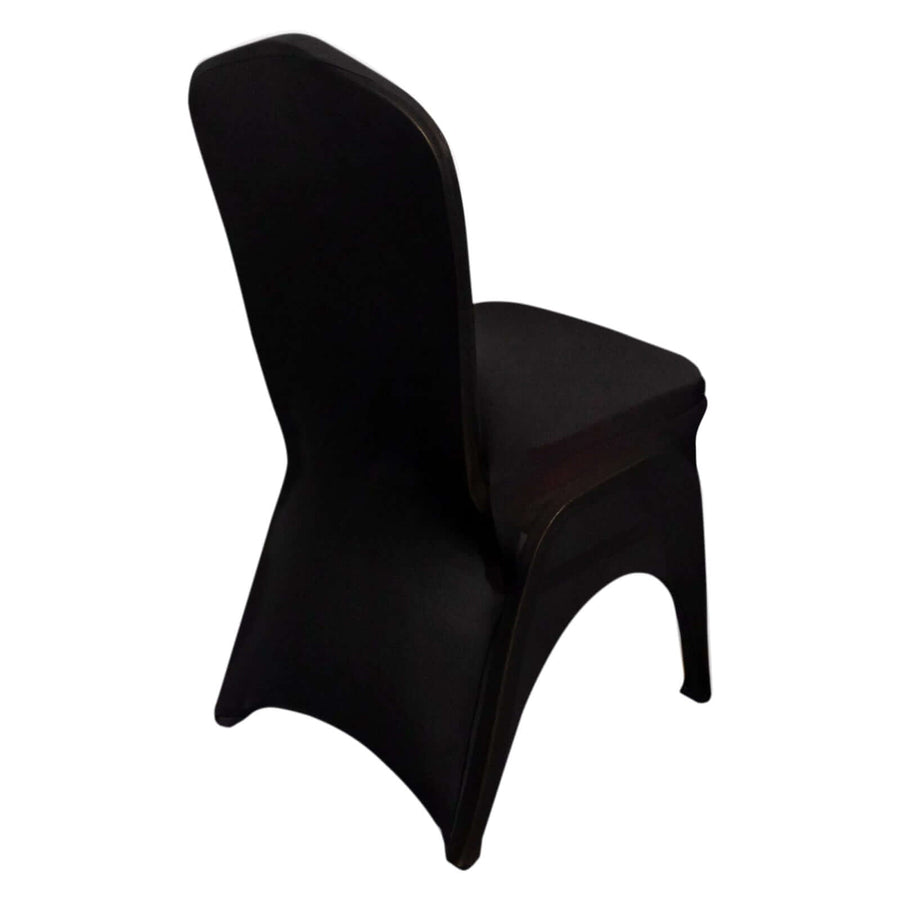 3-Way Open Arch Black Premium Stretch Spandex Wedding Chair Cover, Banquet Chair Cover