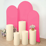 Set of 5 | Beige Cylinder Stretch Fitted Pedestal Pillar Prop Covers, Display Box Stand Covers