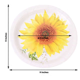 25 Pack | Sunflower 9inch Premium Dinner Paper Plates, Disposable Party Plates