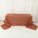 Terracotta (Rust) Accordion Crinkle Taffeta Seamless Rectangular Tablecloth - 90x156inch