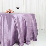 132inch Violet Amethyst Accordion Crinkle Taffeta Seamless Round Tablecloth