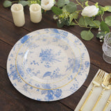 6 Pack White Blue Cardboard Paper Charger Plates with Chinoiserie Floral Print, 13inch Round