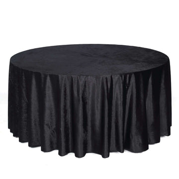 Premium Velvet 120" Round Tablecloth Black - Reusable Soft & Seamless Table Cover for Upscale Events