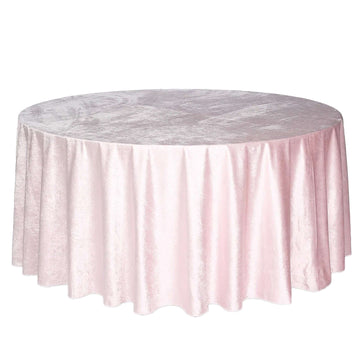 Premium Velvet 120" Round Tablecloth Blush - Reusable Soft & Seamless Table Cover