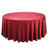 120inch Burgundy Seamless Premium Velvet Round Tablecloth, Reusable Linen